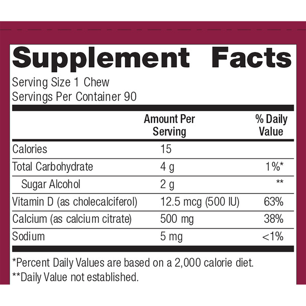 Calcium Citrate Chewy Bites 500mg (11 Flavors) | Bariatric Advantage, Inc.